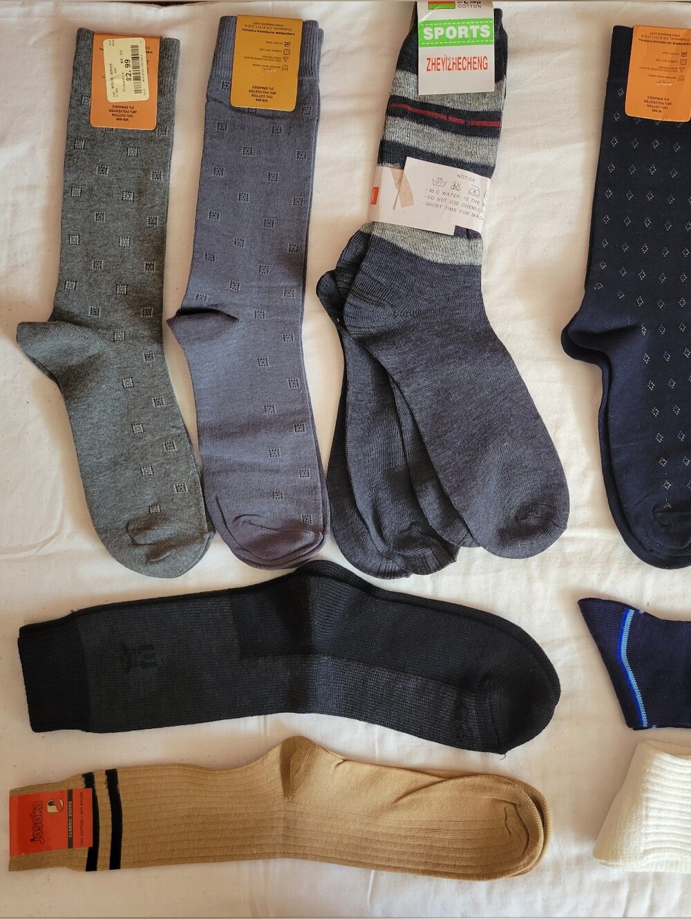 Assorted Men's Dress & Casual Socks - Navy, Gray, Black, Tan - 10 pairs